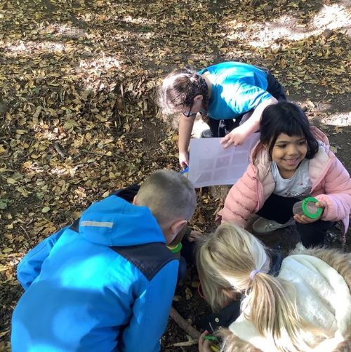 During our Forest school session we have been carrying out bug hunts, identifying different leaves and trees and building and testing out shelters to check they are waterproof.