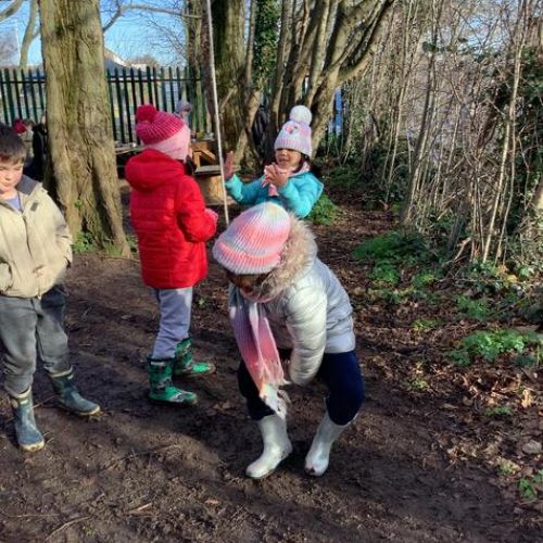 In Forest school we have enjoyed learning how to make a fire and the safety rules. Topped off with enjoying toasting some marshmallows, yum!